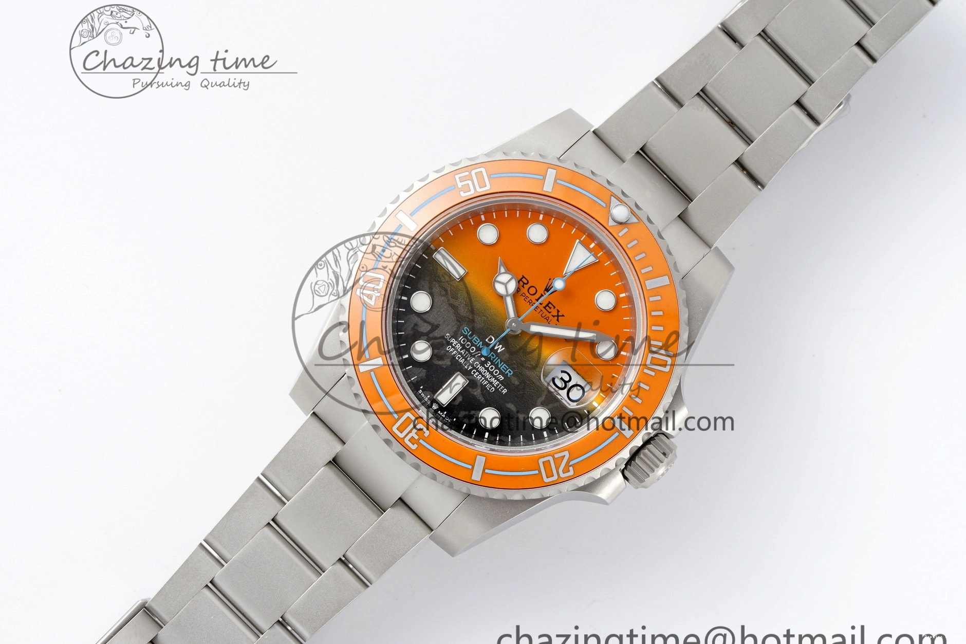0411 Bold Submariner DIW Sandblasted VSF 1:1 Best Edition Orange Ceramic Bezel Orange Black Dial on SS Bracelet VS 2053